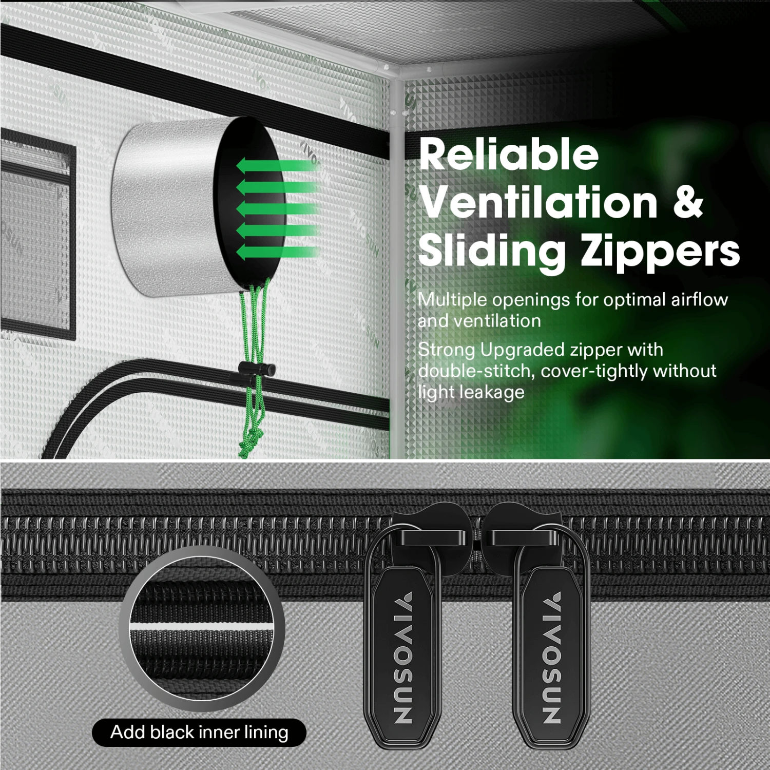 G448 Upgraded 4x4 Mylar Grow Tent With 22mm Poles, 48″ X 48″ X 80″ 6 G448 Upgraded 4x4 Mylar Grow Tent With 22mm Poles, 48″ X 48″ X 80″ - Image 6