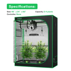 Standard Grow Tent Kit GIY-42 4x2, 2-Plant Complete System, With 200W VS2000 LED Grow Light, And 4-inch Ventilation Combo -Smart Planting Store c35dfde0db731959b88efbcaa832e866