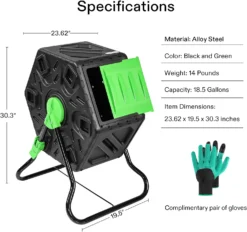 Tumbling Composter, 18.5 Gallon Compost Bin, Heavy-Duty Compost Tumbler W/Sliding Door, Lockable Brake And Rotating Design For Fast Creation Of Fertile Soil, Outdoor -Smart Planting Store c66ac56ce9632f5f34544e092c2a72c8