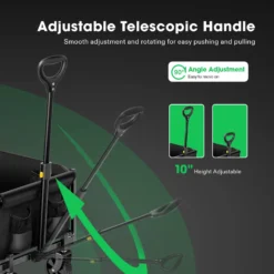 Collapsible Folding Wagon, 70L, Black -Smart Planting Store ce3fbc7ad52c5193a116e195a530ee82