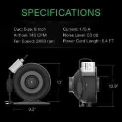 4-Inch 203 CFM Inline Duct Fan With Variable Speed Controller 8 4-Inch 203 CFM Inline Duct Fan With Variable Speed Controller -Smart Planting Store d1dc8431365702f221aaffa8c0c4cd94 2