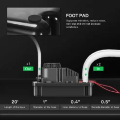 Automatic Condensate Removal Pump, 115Volts/60Hz, 80GPH, 1/30 HP With Safety Switch For Air Conditioners, Dehumidifiers, Ice Machines, Furnaces, Black 9 Automatic Condensate Removal Pump, 115Volts/60Hz, 80GPH, 1/30 HP With Safety Switch For Air Conditioners, Dehumidifiers, Ice Machines, Furnaces, Black -Smart Planting Store d58ba0b4b8688d5d7c7a4e81e7dd2373