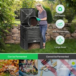Compost Bin 80Gallon (300L), Outdoor Composter W/ Large Capacity & Easy Assembling, Compost Barrel For Fast Creation Of Fertile Soil -Smart Planting Store d5e287d445a070f992fc7ef645aee7ea