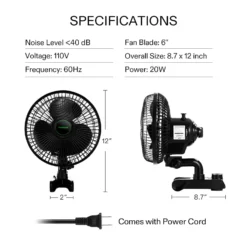 AeroWave A6 Patented Clip-On Fan With 2-Speed Adjustment, Horizontal Vertical Oscillation, White -Smart Planting Store d626b4d9b83b413bfdd57ab065232a63 1