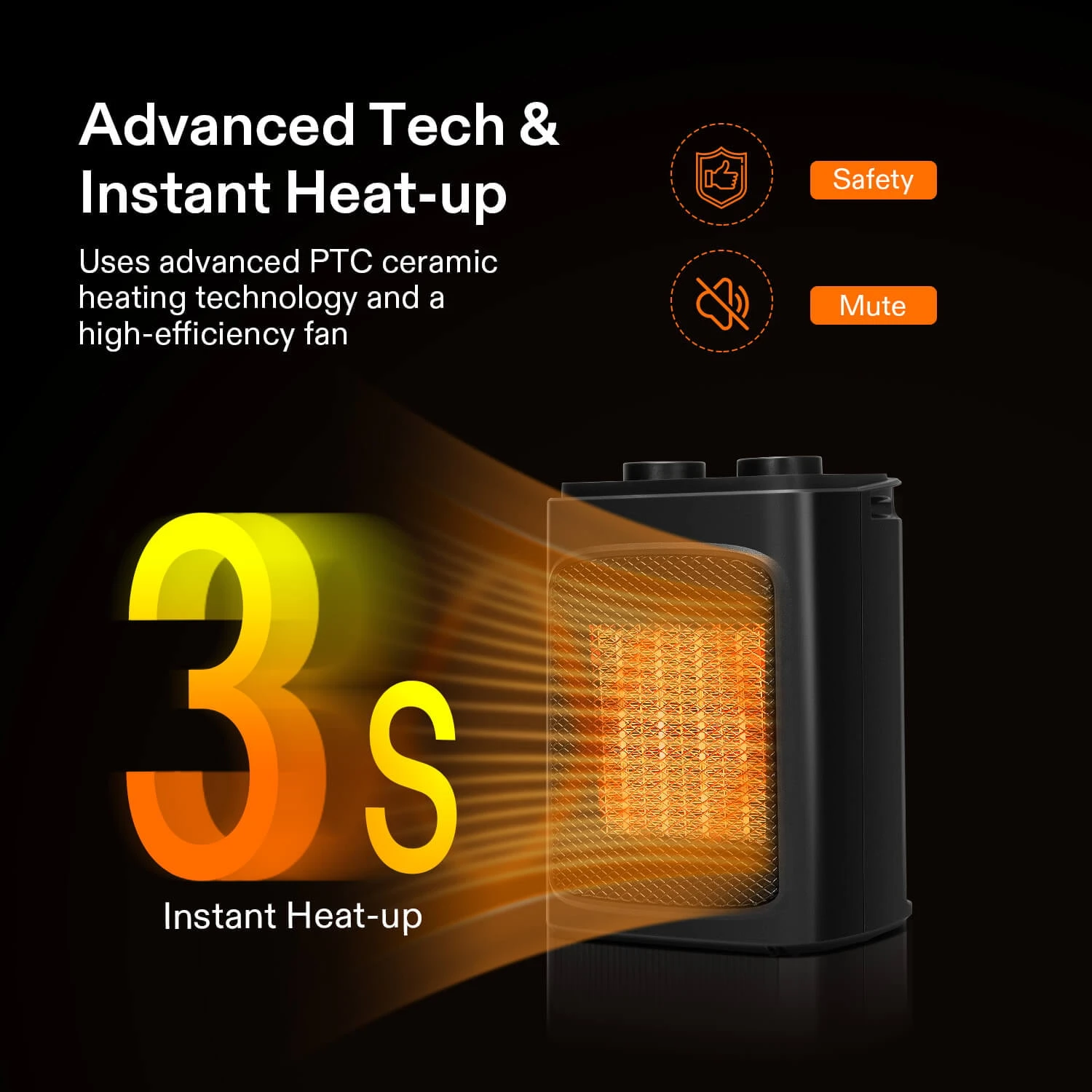 Space Heater For Indoor Use, 1500W, 4 Modes For Year-round Use 3 Space Heater For Indoor Use, 1500W, 4 Modes For Year-round Use - Image 3