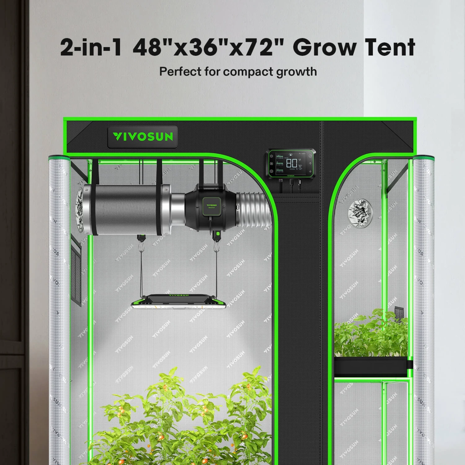 D325 2-in-1 Mylar Grow Tent 3x2 With Multi-Chamber, 36″ X 24″ X 53″ 8 D325 2-in-1 Mylar Grow Tent 3x2 With Multi-Chamber, 36″ X 24″ X 53″ - Image 8