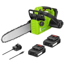 10" Cordless Chainsaw With 2Pcs 20V Rechargeable 2000mAh Batteries And Fast Charger