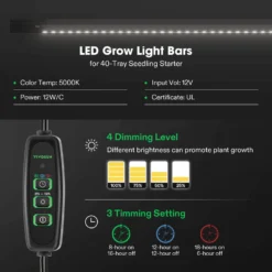 1-Pack 40-Cell Seed Starter Trays With 1 Set Of LED Lights And 10"x20.75" Seedling Heat Mat -Smart Planting Store e08323d914ff9134186f82038ffcae07