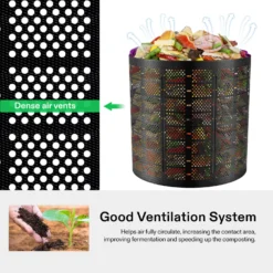 220 Gallon Outdoor Compost Bin, Expandable Composter, Easy To Setup & Large Capacity For Backyard, Lawn (Black With Gloves) 9 220 Gallon Outdoor Compost Bin, Expandable Composter, Easy To Setup & Large Capacity For Backyard, Lawn (Black With Gloves) -Smart Planting Store e33685e44b6f2bbe4d4fabeeee60ca96 2