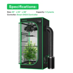 Smart Grow Tent Kit GIY-SE-33 3x3, 3-Plant Complete System, With WiFi E42A Controller, 200W AeroLight Wing LED Grow Light, And 4-inch AeroZesh S4 Ventilation Combo -Smart Planting Store e47d97c24eddc6ec846187e1990c7403 3