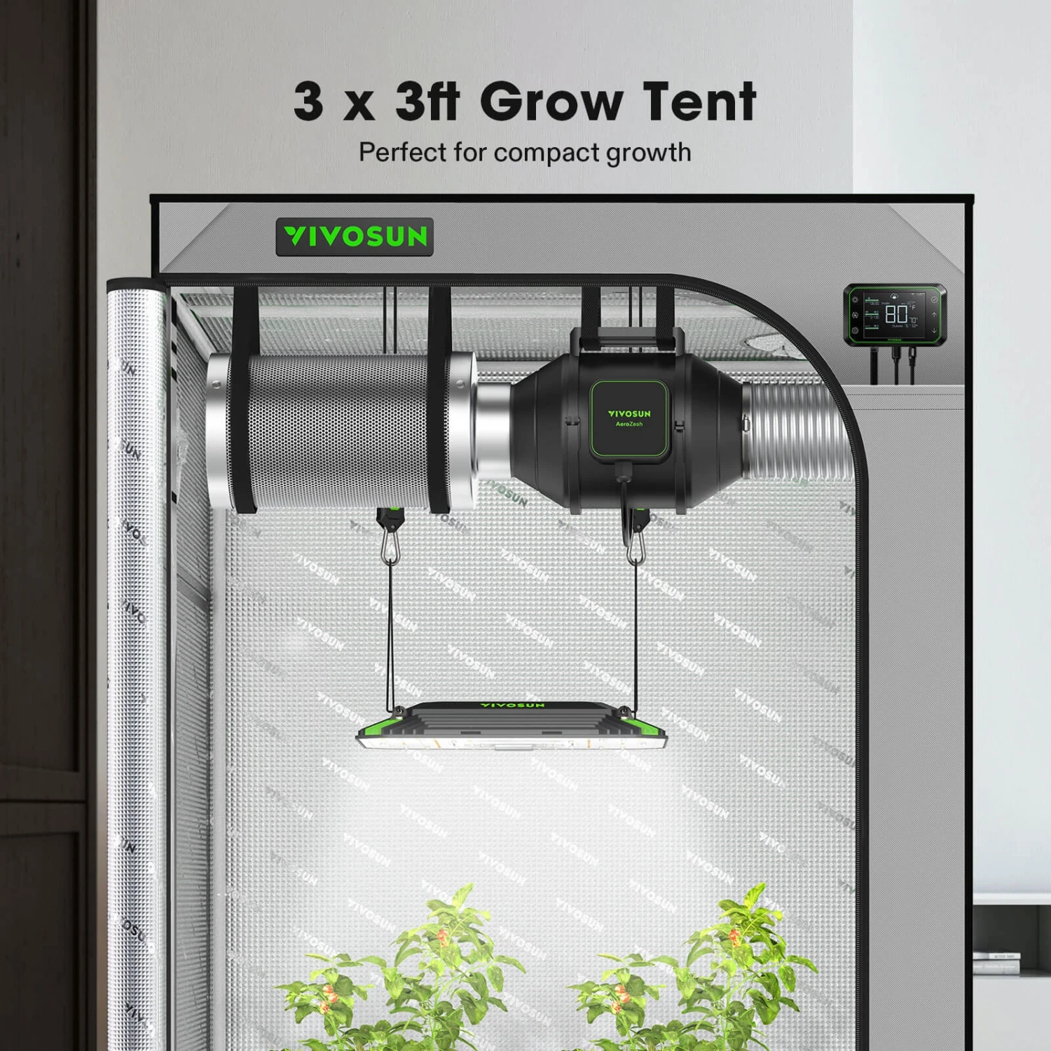 G448 Upgraded 4x4 Mylar Grow Tent With 22mm Poles, 48″ X 48″ X 80″ 2 G448 Upgraded 4x4 Mylar Grow Tent With 22mm Poles, 48″ X 48″ X 80″ - Image 2