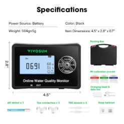5-in-1 Water Quality Monitor With PH/TDS/EC/Temp/Humidity Function, Backlight Screen For Fish Tank, Water Purifier And Aquarium -Smart Planting Store efa4954919444c38fb4fe78bfd697abd
