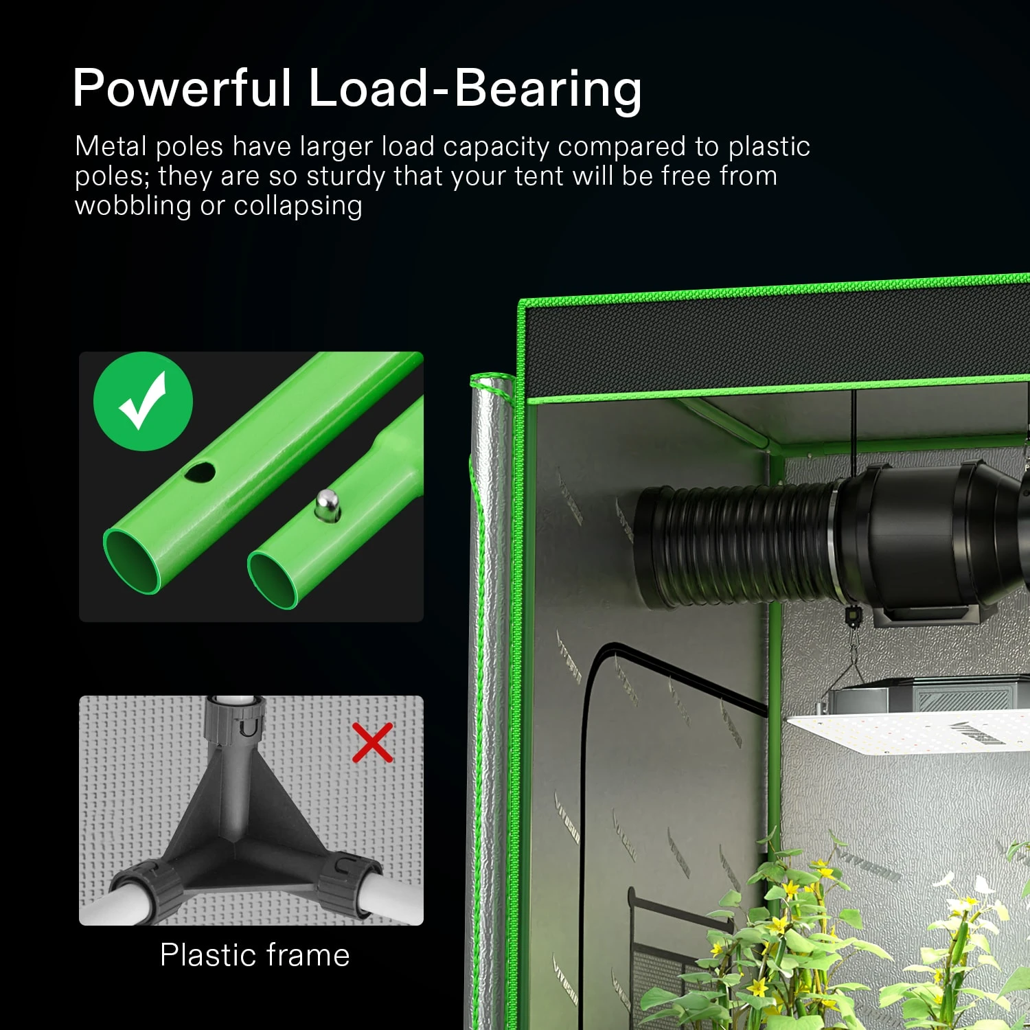 Grow Tent Pole-C For 5x5 Tent 1-Piece, Only For VIVOSUN Grow Tents 4 Grow Tent Pole-C For 5x5 Tent 1-Piece, Only For VIVOSUN Grow Tents - Image 4