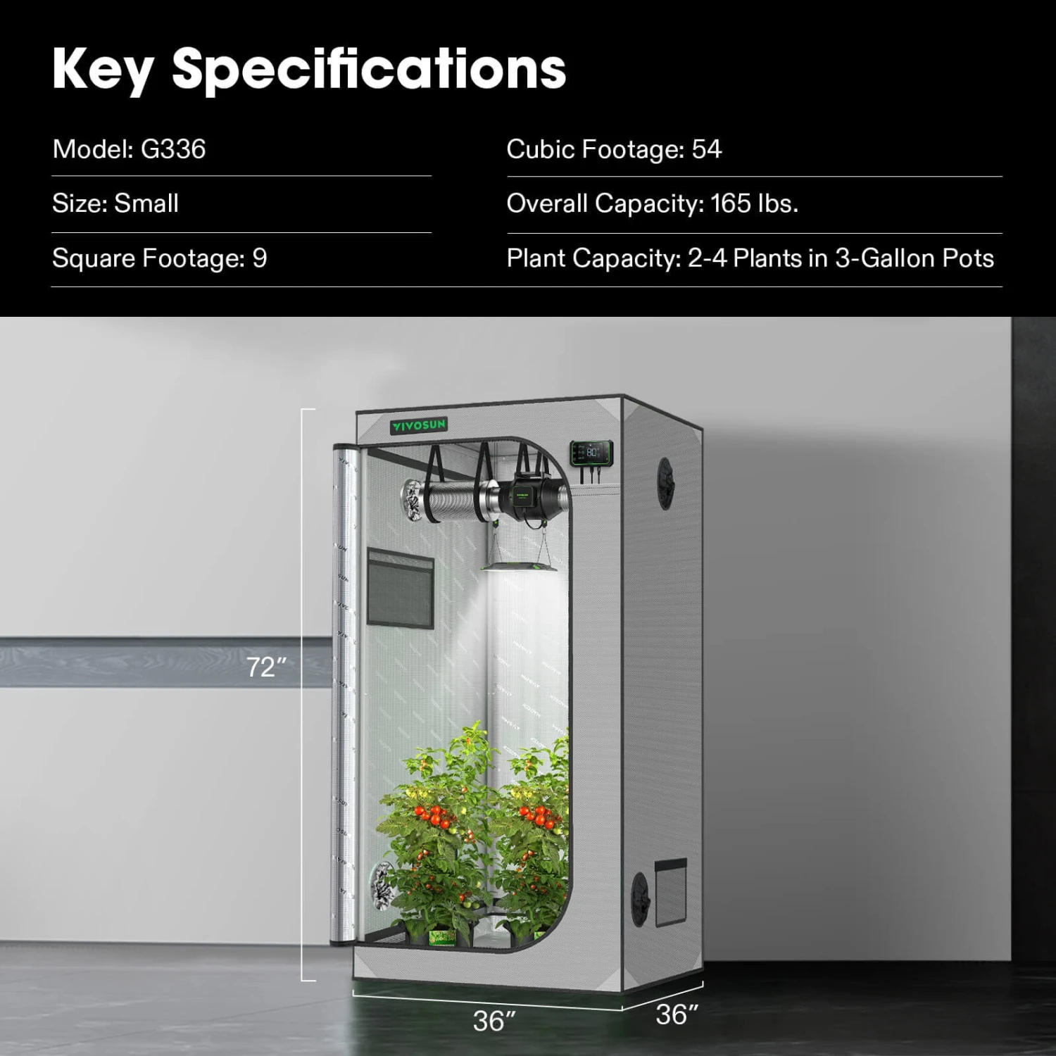 G448 Upgraded 4x4 Mylar Grow Tent With 22mm Poles, 48″ X 48″ X 80″ 9 G448 Upgraded 4x4 Mylar Grow Tent With 22mm Poles, 48″ X 48″ X 80″ - Image 9