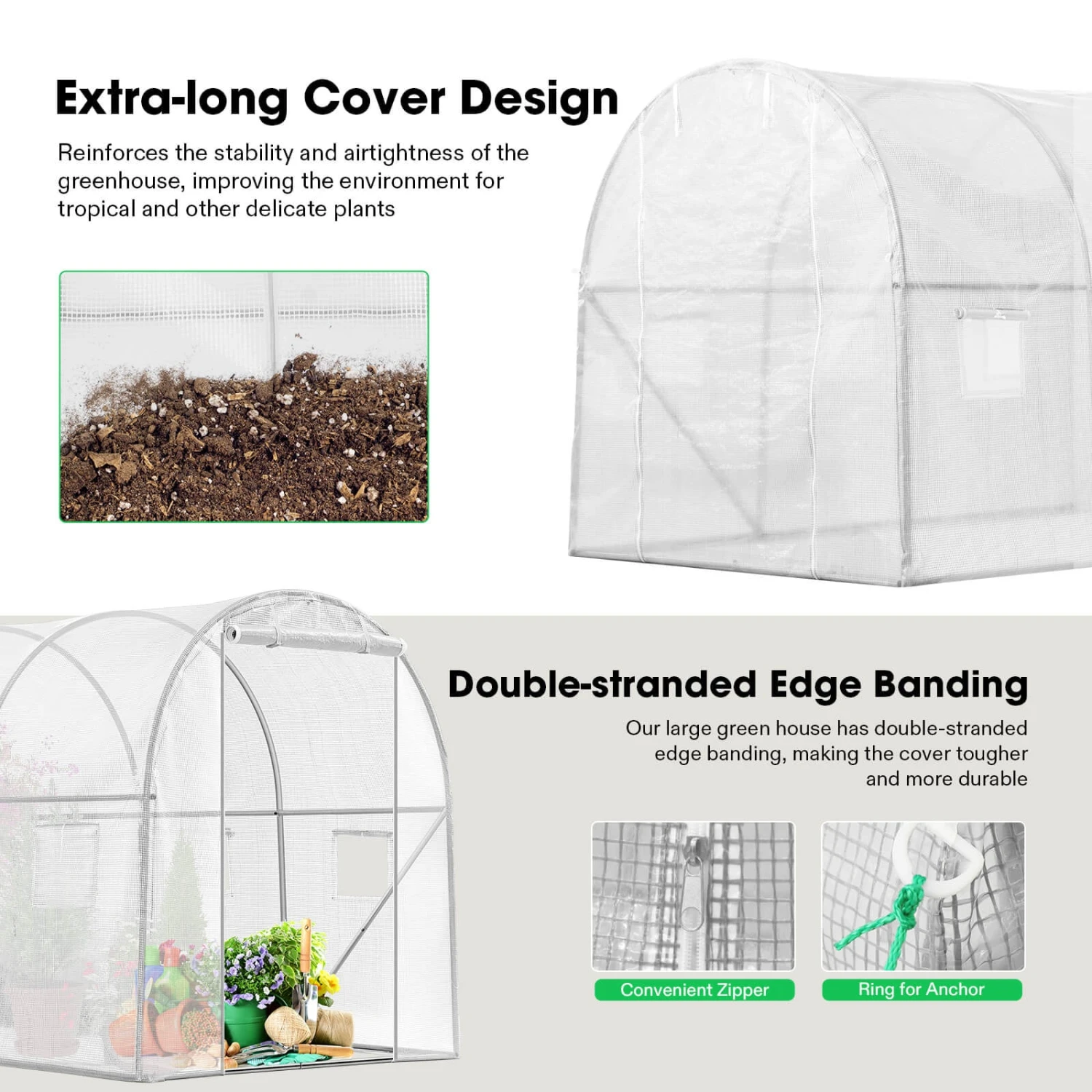 10x7x7 Ft. Large Walk In Greenhouse Tunnel Garden Plant Hot House 5 10x7x7 Ft. Large Walk In Greenhouse Tunnel Garden Plant Hot House - Image 5