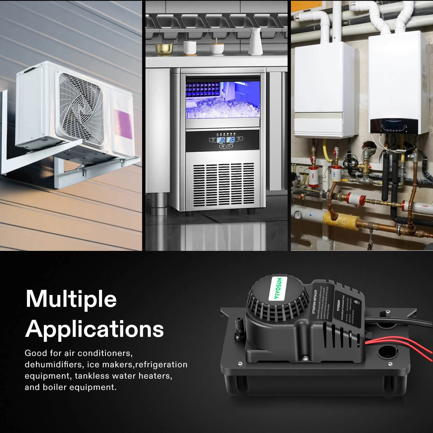 Automatic Condensate Removal Pump, 115Volts/60Hz, 80GPH, 1/30 HP With Safety Switch For Air Conditioners, Dehumidifiers, Ice Machines, Furnaces, Black 6 Automatic Condensate Removal Pump, 115Volts/60Hz, 80GPH, 1/30 HP With Safety Switch For Air Conditioners, Dehumidifiers, Ice Machines, Furnaces, Black - Image 6