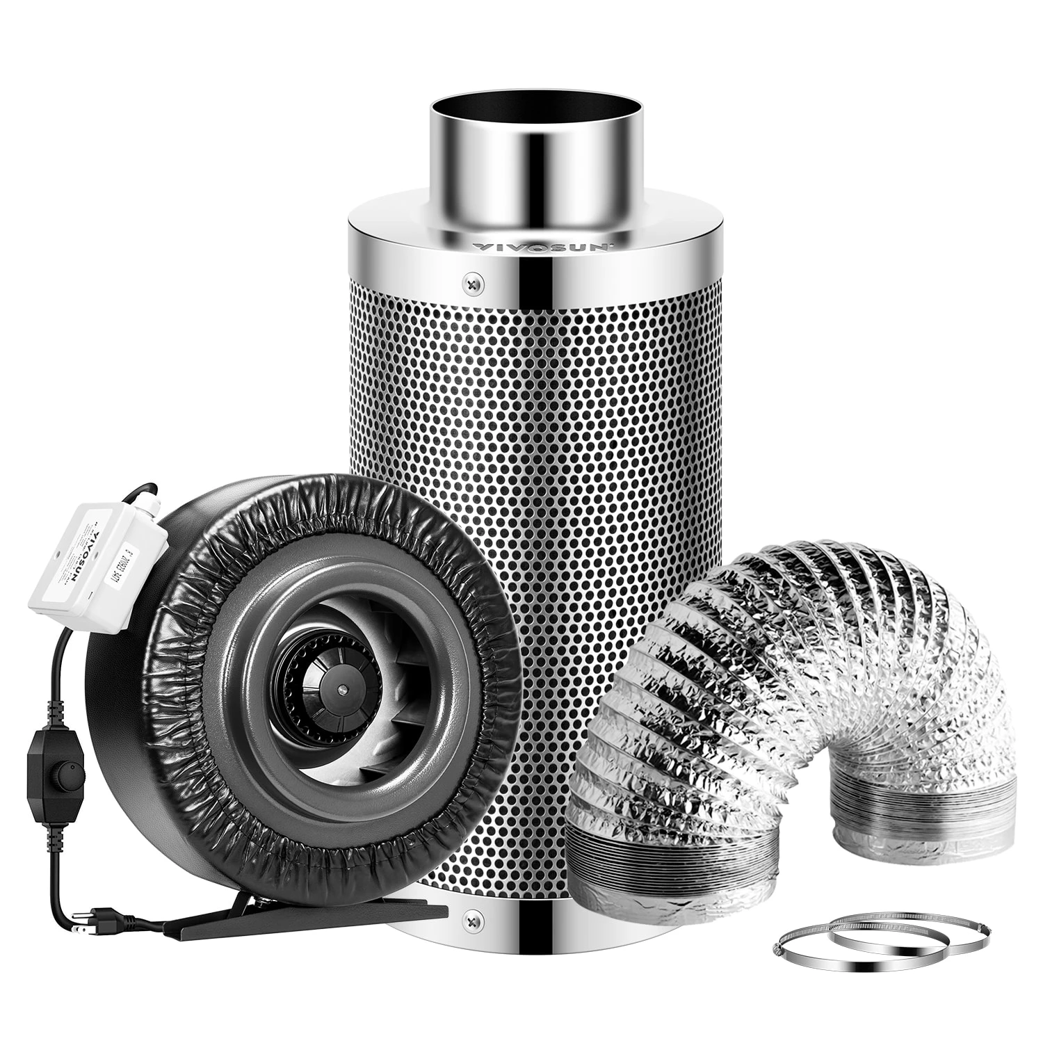 6-Inch 440 CFM Inline Duct Fan Kit With Carbon Filter And Ducting 1 6-Inch 440 CFM Inline Duct Fan Kit With Carbon Filter And Ducting
