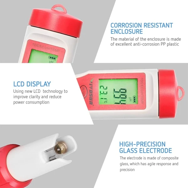 PH Meter 4-in-1 Function Water Quality Tester 4 PH Meter 4-in-1 Function Water Quality Tester - Image 4