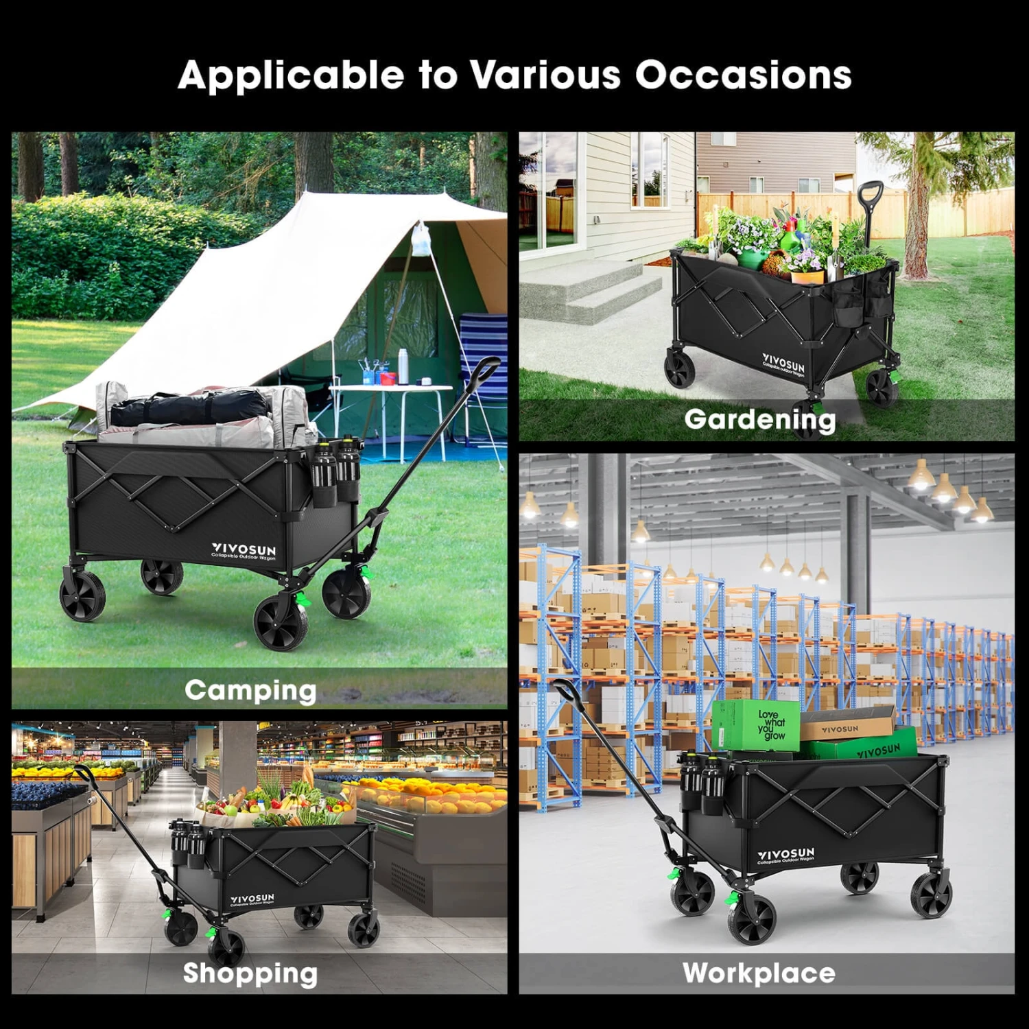 Heavy Duty Collapsible Folding Wagon, Red 2 Heavy Duty Collapsible Folding Wagon, Red - Image 2